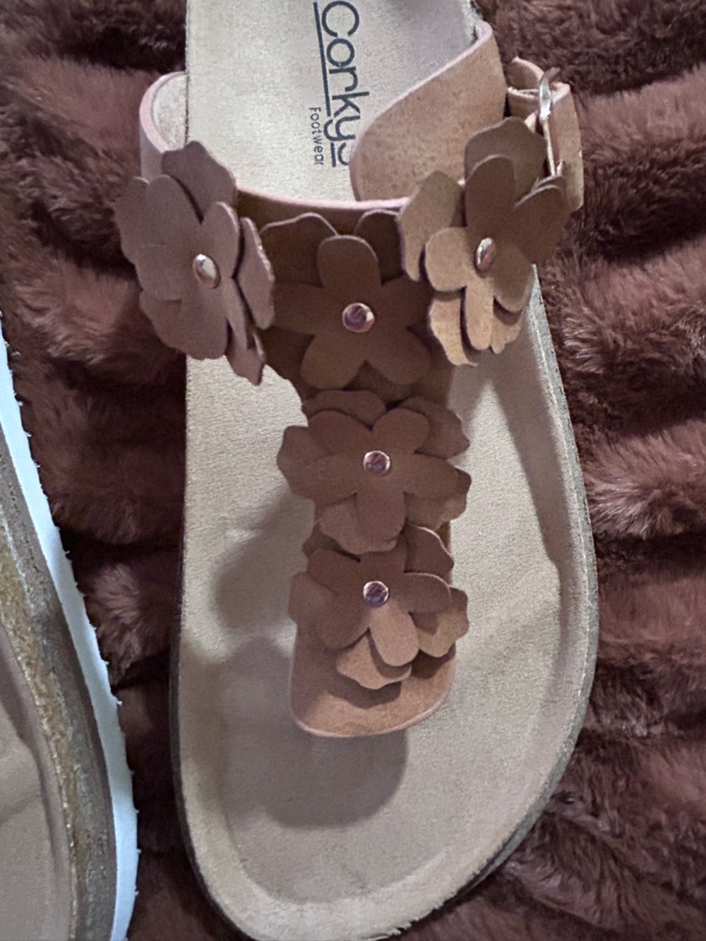 Corkys Cognac Brown Catching Wind Sandals-Size 10-New in Box - Picture 3 of 6